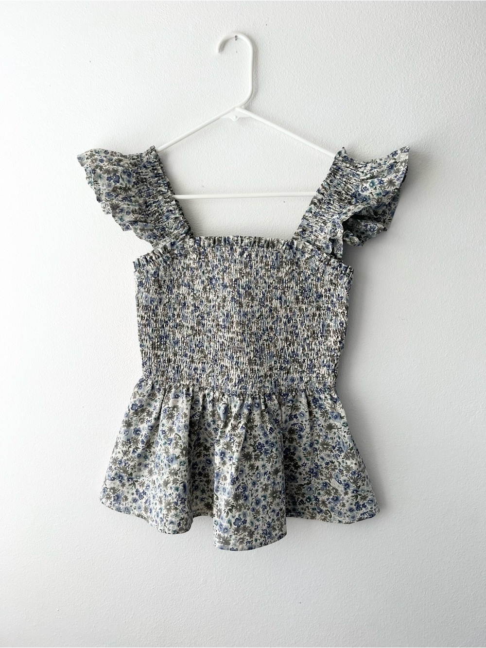 Baltic Born Cotton Ida Floral Peplum Top Ruffle Sleeve Feminine Romance Small
